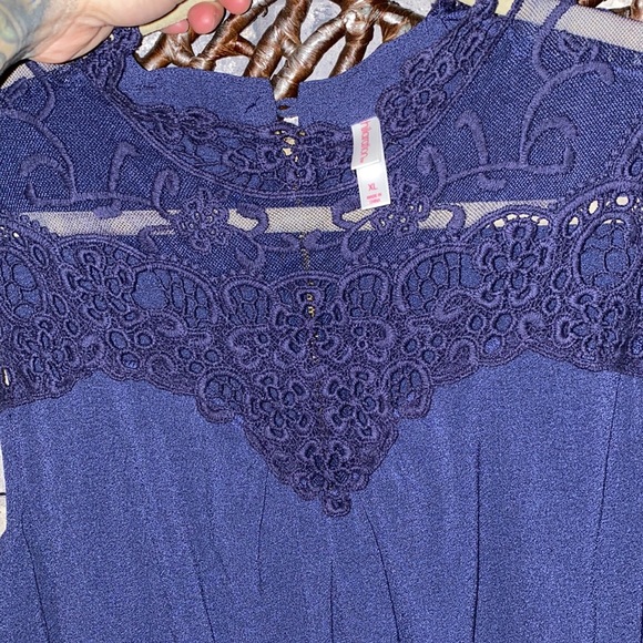 Lace Cutout Shorts Jumpsuit Romper Navy Blue XL - Picture 5 of 6